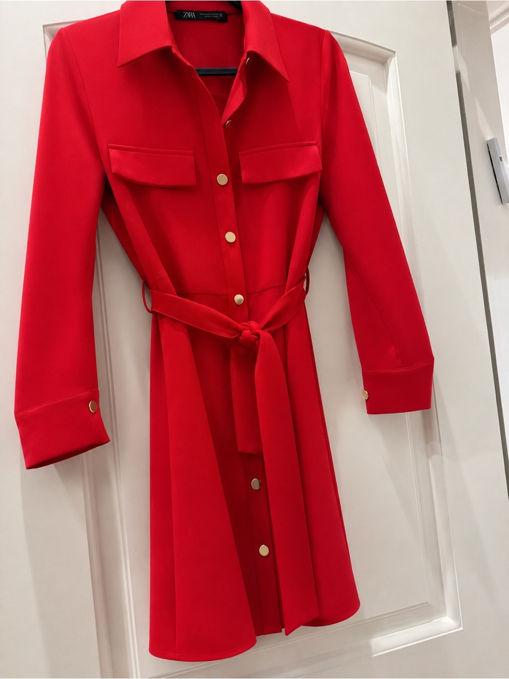 Brand new condition Zara Red Belted Shirt Dress size XS but can fit a S!